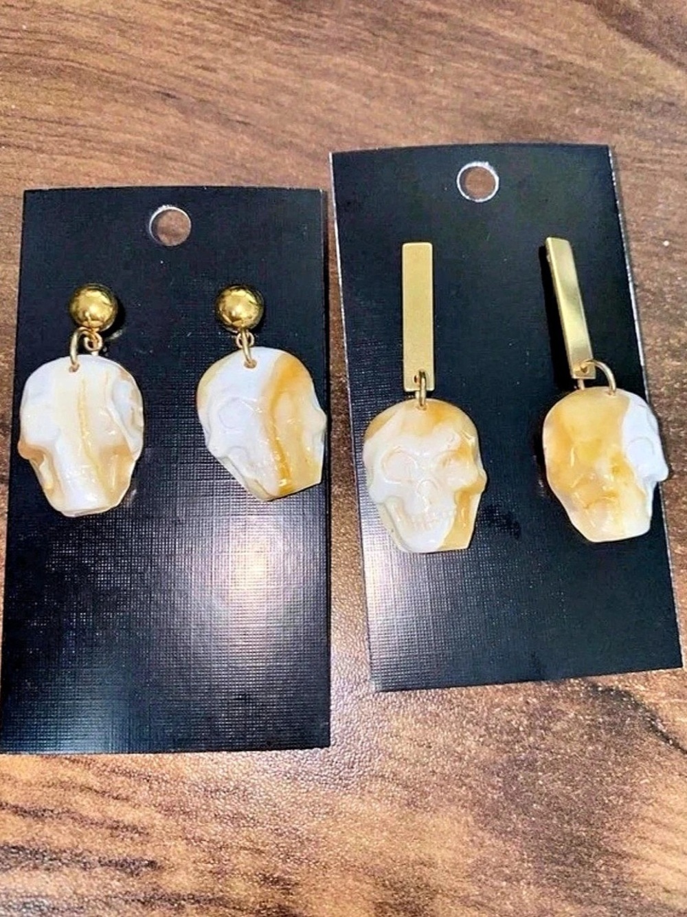 Skull Drop Earrings clay with steel post